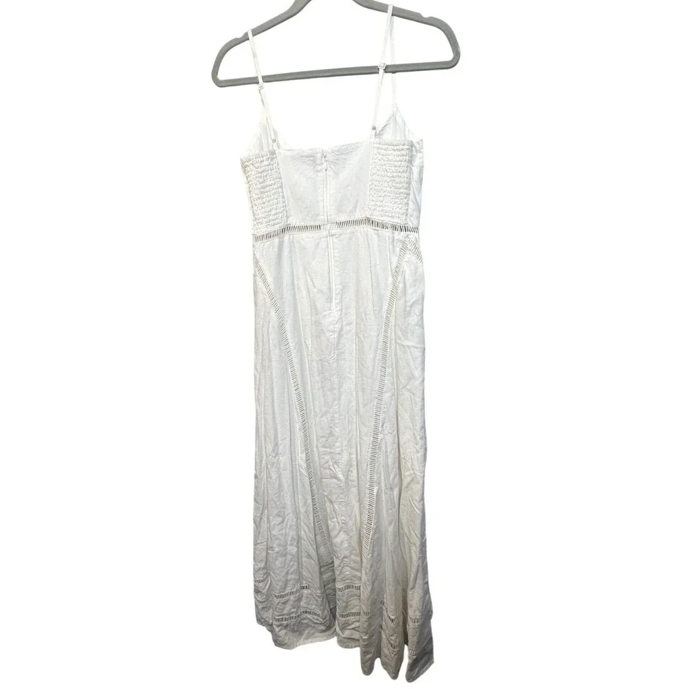 Abercrombie &‎ Fitch White Linen Blend Ladder Stitch Maxi Dress Small
